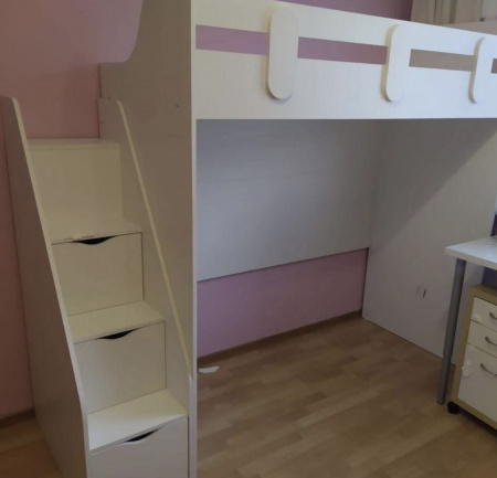 Кровать-чердак 190х80 Уют-2 (цвет белый)  от Династия Kids