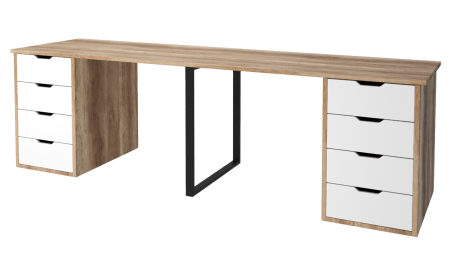 Стол Дуэт 2400 мм (две тумбы) дуб каньон + опора черная. Столешница 22 мм  от Династия Kids
