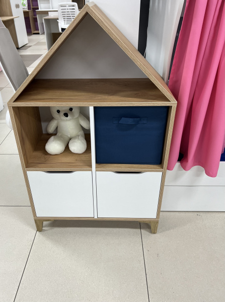 Стеллаж-Домик 5 (дуб золотистый+белый) от Династия Kids