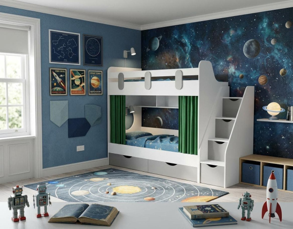 Двухъярусная кровать Фортуна (серебро+белый) 180*80