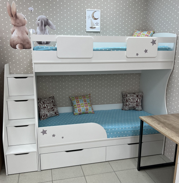 Двухъярусная кровать Дуэт (белый+дуб сонома) 180х80 от Династия Kids