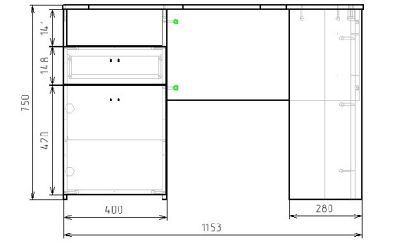 Стол угловой коллекции Юниор (дуб сонома+белый) правый/левый от Династия Kids