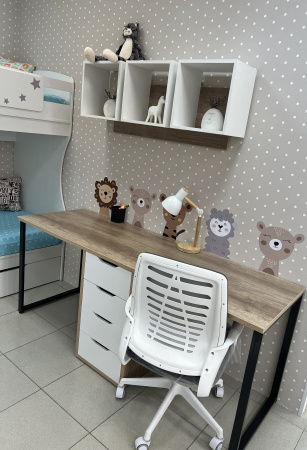 Стол Дуэт 2000 мм (дуб каньон + опоры черные). Столешница 22 мм от Династия Kids