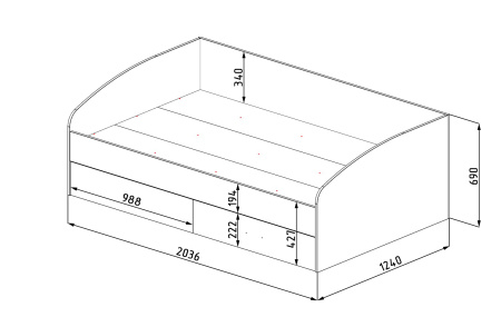 Кровать коллекции Твой Стиль New 200х120 (прямая спинка) от Династия Kids