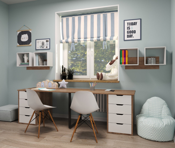 Стол Дуэт 2400 мм (две тумбы) дуб каньон + опора черная. Столешница 22 мм 