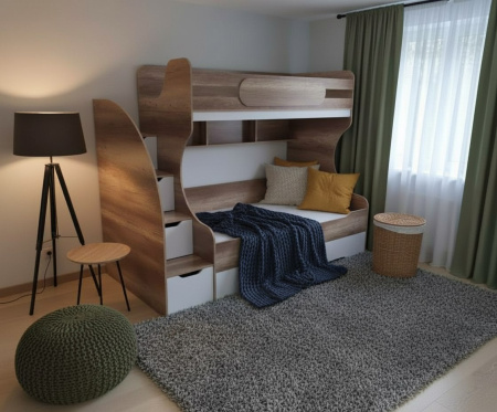 Кровать БИГ с доп.спальным местом (цвет белый) 120х200 от Династия Kids