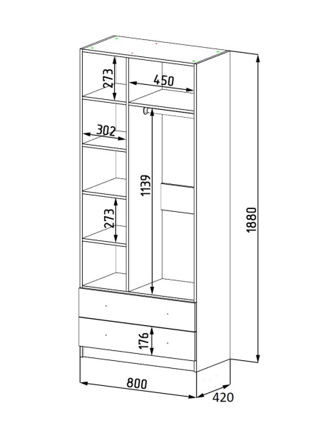 Шкаф коллекции Умка NEW (ручки - дуб) от Династия Kids