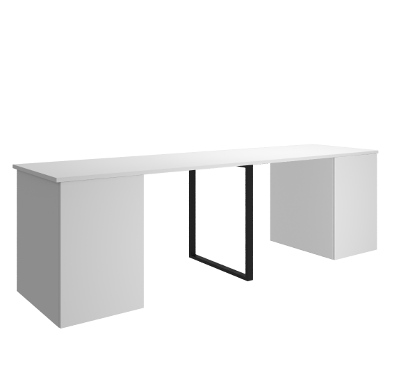 Стол Дуэт 2400 мм (две тумбы) белый + опора черная. Столешница 22 мм от Династия Kids