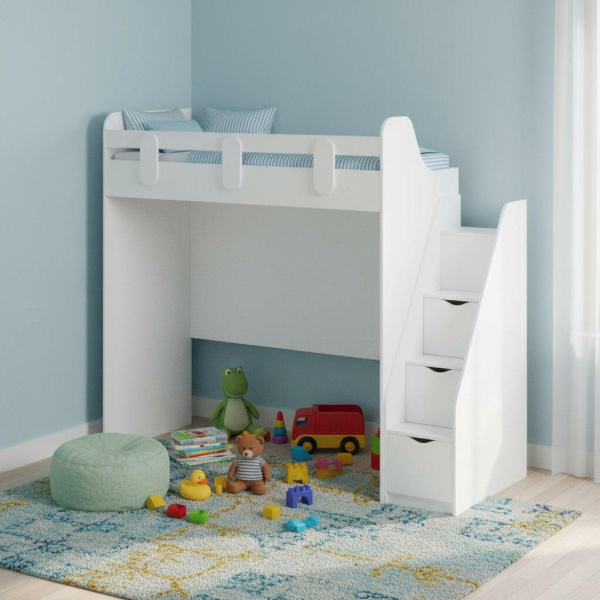Кровать-чердак 190х80 Уют-2 (цвет белый)  от Династия Kids