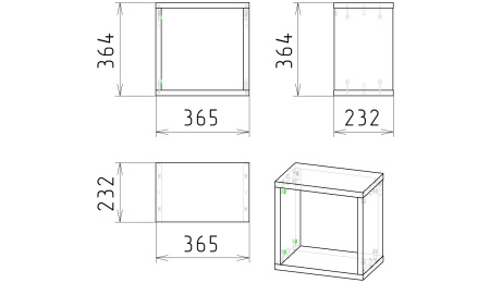 Комплект Полок (толщина 22 мм) Куб-1 + Куб-2