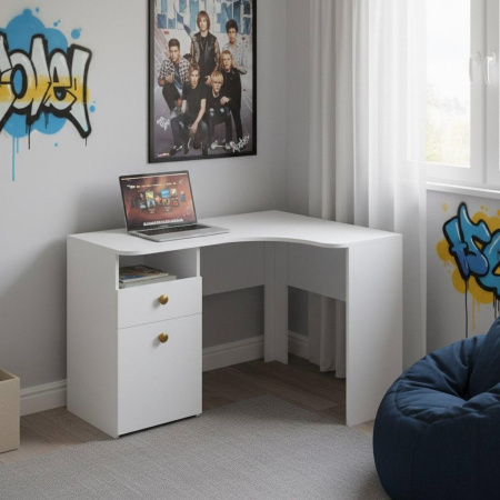 Стол угловой 1400 мм коллекции Умка NEW (ручки - дуб) от Династия Kids