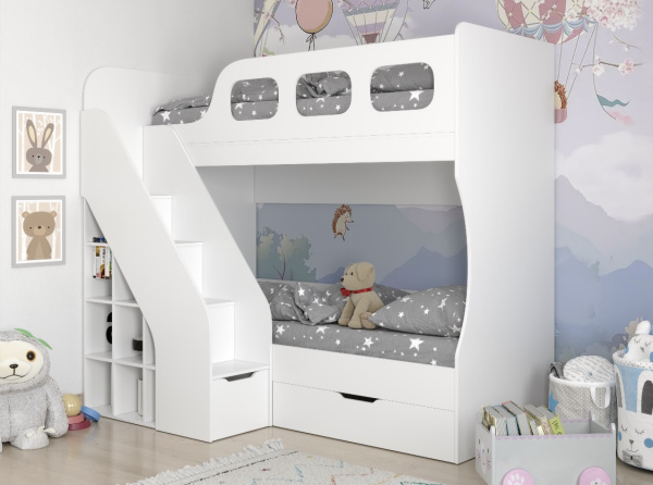 Кровать двухъярусная 190х80 Умка-8 (цвет белый)