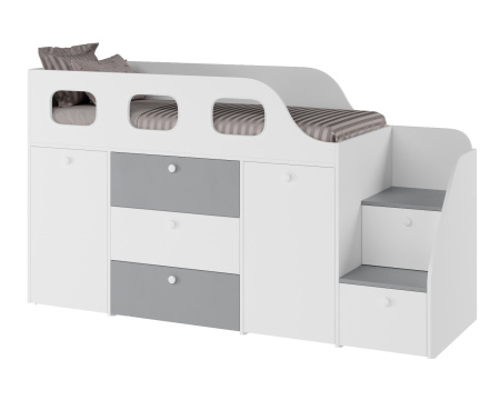 Кровать-чердак Хэппи 180х80 (дуб каньон+белый)  от Династия Kids