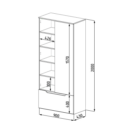 Шкаф-стеллаж коллекции Мозаика от Династия Kids