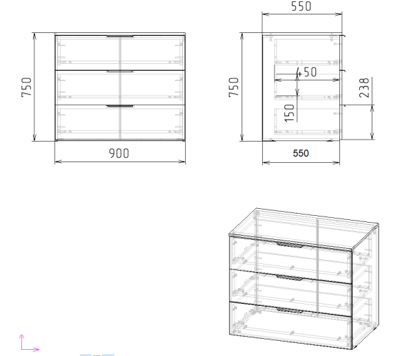 Комод коллекции Брайт Золотистый (с доводчиками) от Династия Kids