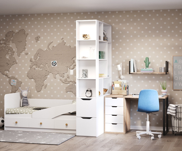 Кровать 160х80 Умка-5 NEW (ручки - дуб) от Династия Kids