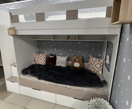 Кровать 3-х ярусная Квартет (цвет белый)