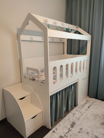 Кровать-чердак Теремок 160х80 (цвет бохо) от Династия Kids