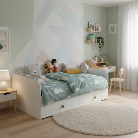 Комплект мебели коллекции Умка: кровати (2 шт) + столы угловые (2 шт) + полки (2 шт) от Династия Kids